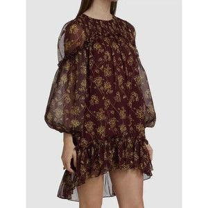 Cinq à Sept Burgundy and Gold Mini Dress